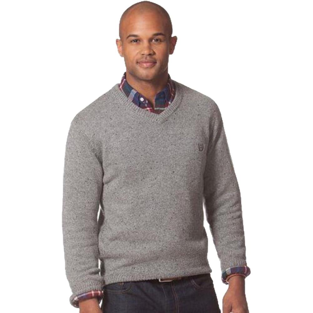 imageChaps Mens Kent VNeck Sweater Small Steel Heat