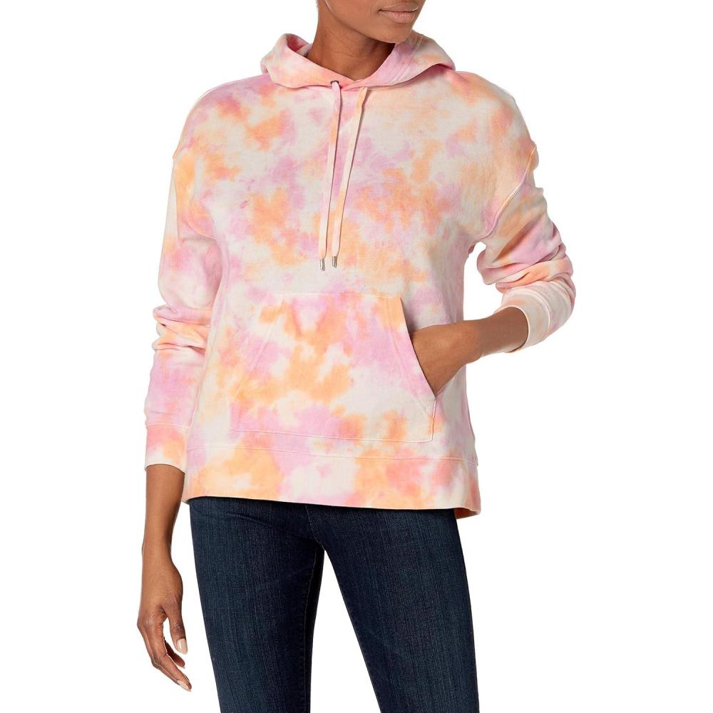 imageChaps Womens French Terry Fleece Pullover Drawstring HoodieOrange Multi Sp 21