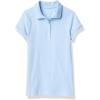 imageChaps Girls School Uniform Short Sleeve Interlock PoloLight Blue