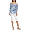 imageChaps Womens Tropical OffThe Shoulder Top Small Blue White Tropical