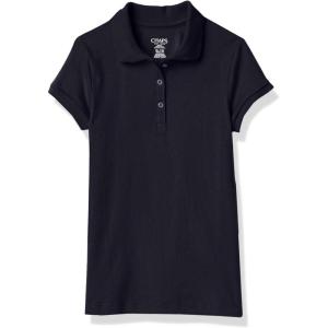 imageChaps Girls School Uniform Short Sleeve Interlock PoloNavy