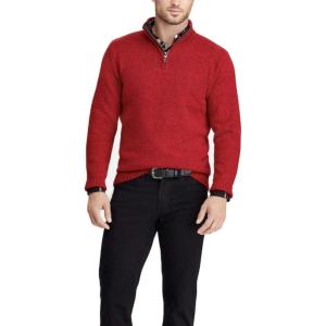 imageChaps Mens ClassicFit BlendZip Mockneck Sweater Red Twist XXLarge