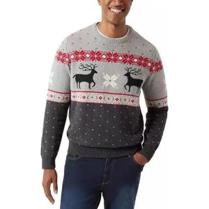 imageChaps Mens Crewneck Family Holiday Christmas Sweater US Alpha Medium Regular Regular Gray