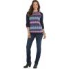 imageChaps Womens Fairisle Crewneck Raglan Sweater Capri Navy Multi Medium