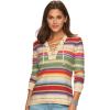 imageChaps Womens Petite Striped Lace Up Textured Sweater Multi Petite XLarge