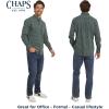 imageChaps Mens Classic Fit Long Sleeve Button Down Stretch Poplin Casual ShirtEvergreen
