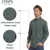 imageChaps Mens Classic Fit Long Sleeve Button Down Stretch Poplin Casual ShirtEvergreen