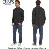 imageChaps Mens Classic Fit Long Sleeve Button Down Stretch Poplin Casual ShirtGraphite