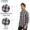 imageChaps Mens Classic Fit Long Sleeve Button Down Stretch Poplin Casual ShirtRhubarb