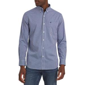 imageChaps Mens Classic Fit Long Sleeve Button Down Stretch Poplin Casual ShirtRoyal Blue