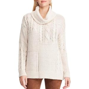 imageChaps Womens Patchwork Cowlneck Sweater Pink Multi Large