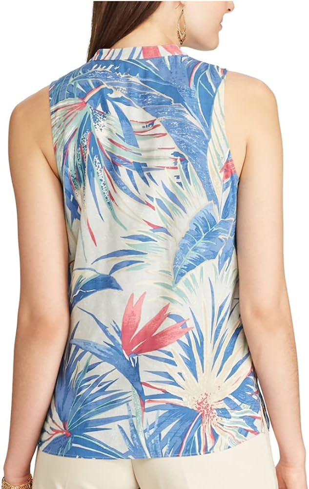 imageChaps Womens Floral Tropical Ruffle Tank Top Multi Medium