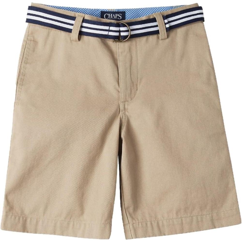 imageChaps Boys Chino Flat Front Belted Shorts 4T Classic Khaki
