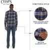 imageChaps Mens Classic Fit Long Sleeve Button Down Stretch Flannel Casual Woven Shirt S2XLBlue Multi