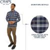 imageChaps Mens Classic Fit Long Sleeve Button Down Stretch Flannel Casual Woven Shirt S2XLNewport Navy