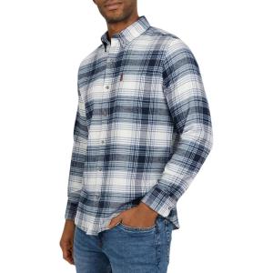 imageChaps Mens Classic Fit Long Sleeve Button Down Stretch Flannel Casual Woven Shirt S2XLBlueberry