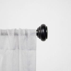 imageChaps Home Round Cap  Diameter Window Curtain Rod and Finial Set Black Adjustable 66quot120quotBlack