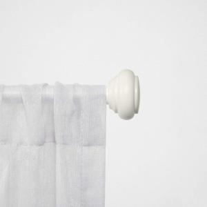 imageChaps Home Round Cap  Diameter Window Curtain Rod and Finial Set Black Adjustable 66quot120quotOff White