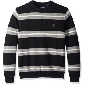 imageChaps Mens Classic Fit Cotton Crewneck SweaterBlack Stripe