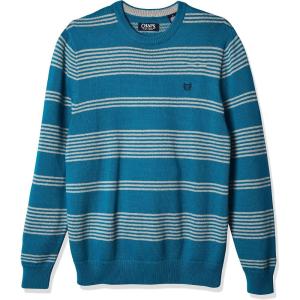 imageChaps Mens Classic Fit Cotton Crewneck SweaterCrystal Teal Multi Stripes