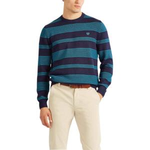 imageChaps Mens Classic Fit Cotton Crewneck SweaterNavy Multi Stripes