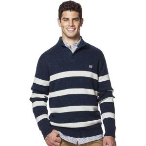 imageChaps Mens ClassicFit Striped Mockneck Twist Sweater Large Navy Twist