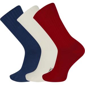 imageChaps Mens Rib Solid Color Cotton and Breathable Mesh Crew Socks 16 Pair PacksRedWhiteBlue 3 Pairs