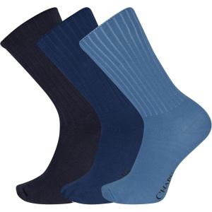 imageChaps Mens Rib Solid Color Cotton and Breathable Mesh Crew Socks 16 Pair PacksWashed Blue 3 Pair