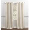 imageChaps Lise Solid Textured Linen Look Grommet Top Curtain Panels 38quotx63quot Light Grey Set of 2Natural