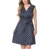 imageChaps Womens Polka Dot Belted Sateen Wrap DressNavyWhite Size 4