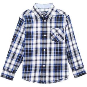 imageChaps Big Boys 820 Long Sleeve Stretch Plaid Woven Button Front Shirt Navy Small 8