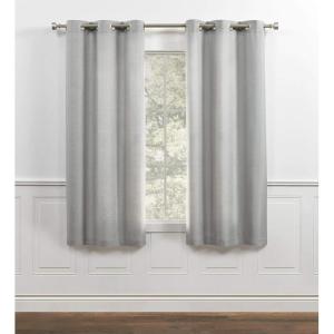imageChaps Lise Solid Textured Linen Look Grommet Top Curtain Panels 38quotx63quot Light Grey Set of 2Light Grey