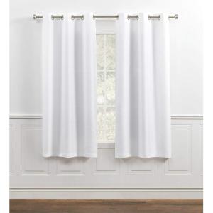 imageChaps Lise Solid Textured Linen Look Grommet Top Curtain Panels 38quotx63quot Light Grey Set of 2White