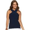 image:imageChaps Womens Crisscross Keyhole Sleeveless Blouse Capri Navy XXLarge