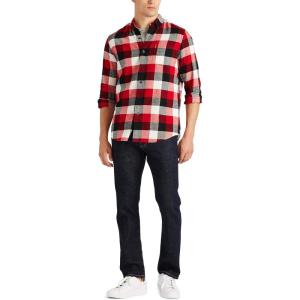 image:imageChaps Mens Classic Fit Long Sleeve Performance Flannel ShirtChaps Red Plaid 6
