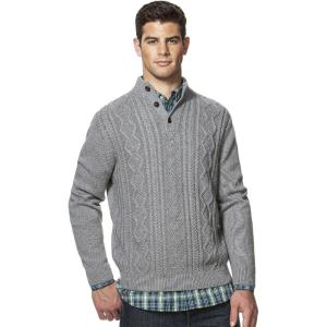 image:imageChaps Mens ClassicFit CableKnit Mockneck Sweater Small Steel Heat