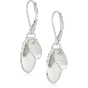 image:imageChaps Womens Layered Disc Drop Leverback Drop Earrings Silver