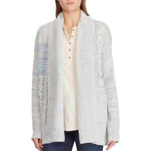 image:imageChaps Womens OpenFront Patchwork Cardigan CreamBlue Multi XLarge