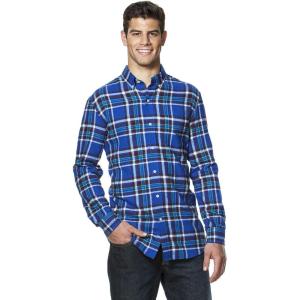 image:imageChaps Mens Long Sleeve Plaid Brushed Flannel Oxford Button Front Shirt Large Pure Sappire