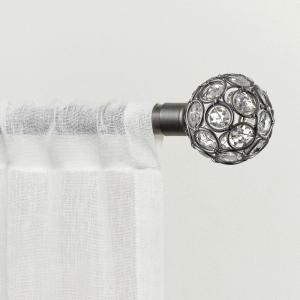 image:imageExclusive Home Curtains Rings 1 Curtain Rod and Coordinating Finial Set Matte White Adjustable 66120Gunmetal
