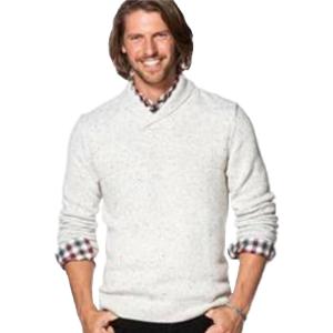 image:imageChaps Mens Donegal Classic Fit Textured Shawl Collar Long Sleeve Sweater Arrow Heather Small