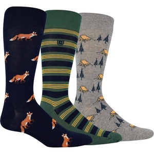image:imageChaps Mens Novelty Crew Socks 3 PackNavy Fox  Striped  Camping
