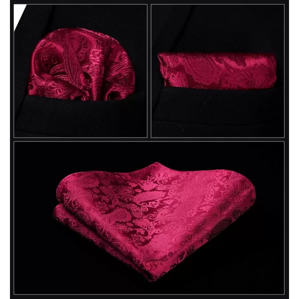HISDERN 3PC Men's Paisley Floral Jacquard Suit Vest &amp; Necktie and Pocket Square Formal Waistcoat for Tuxedo Wedding Party