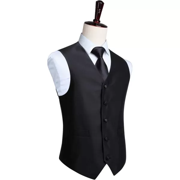 HISDERN 3PC Men's Paisley Floral Jacquard Suit Vest &amp; Necktie and Pocket Square Formal Waistcoat for Tuxedo Wedding Party