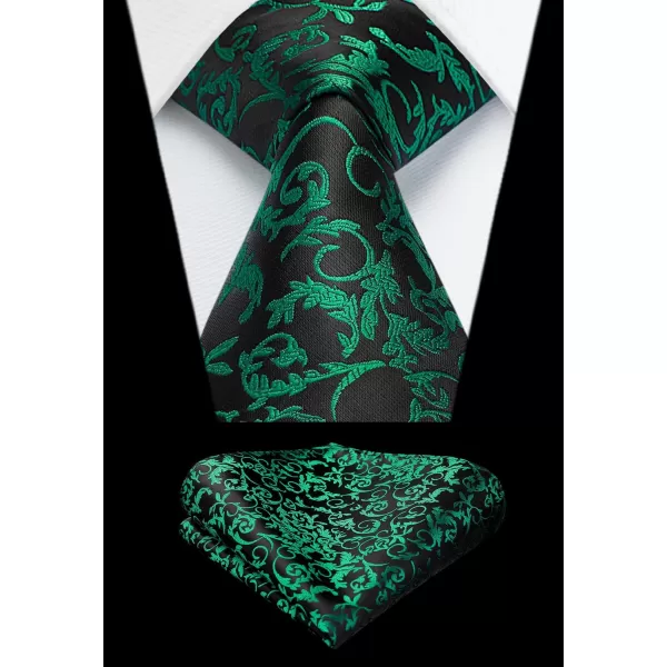 HISDERN 3PC Men's Paisley Floral Jacquard Suit Vest &amp; Necktie and Pocket Square Formal Waistcoat for Tuxedo Wedding Party