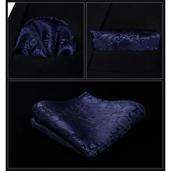 HISDERN 3PC Men's Paisley Floral Jacquard Suit Vest &amp; Necktie and Pocket Square Formal Waistcoat for Tuxedo Wedding Party