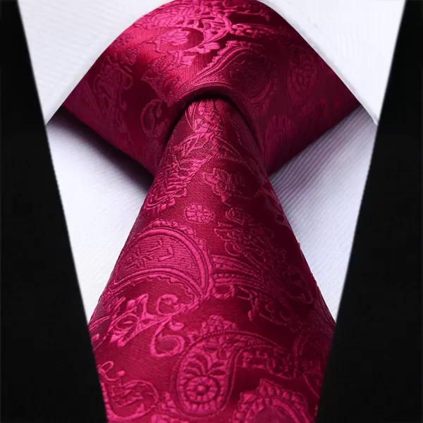 HISDERN 3PC Men's Paisley Floral Jacquard Suit Vest &amp; Necktie and Pocket Square Formal Waistcoat for Tuxedo Wedding Party