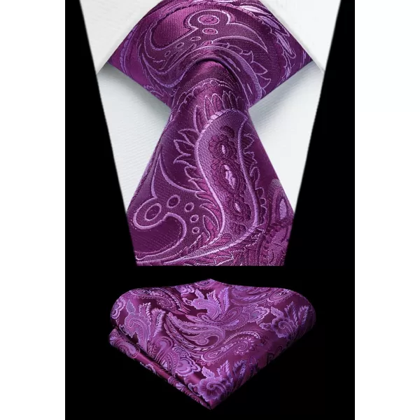 HISDERN 3PC Men's Paisley Floral Jacquard Suit Vest &amp; Necktie and Pocket Square Formal Waistcoat for Tuxedo Wedding Party