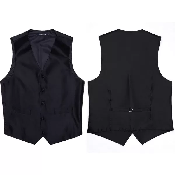 HISDERN 3PC Men's Paisley Floral Jacquard Suit Vest &amp; Necktie and Pocket Square Formal Waistcoat for Tuxedo Wedding Party