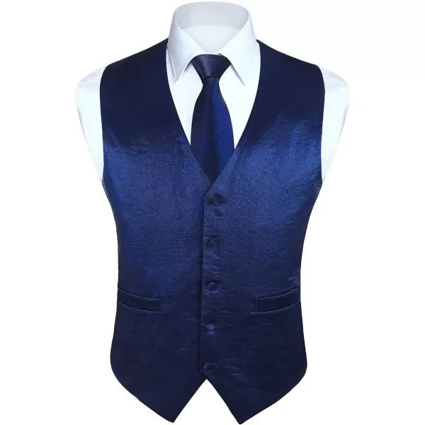 HISDERN 3PC Men's Paisley Floral Jacquard Suit Vest &amp; Necktie and Pocket Square Formal Waistcoat for Tuxedo Wedding Party